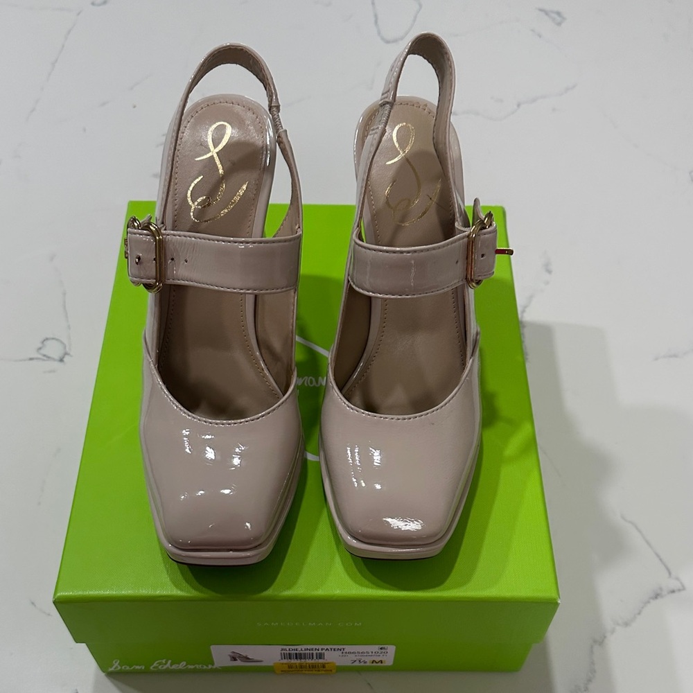 Sam Edelman Nude Patent Leather Heels